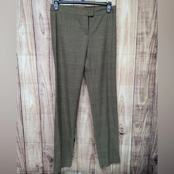 Rag & Bone Pants Womens Size 6 Brown Rebecca Wool Blend Glen Plaid Straight Leg - Picture 3 of 11